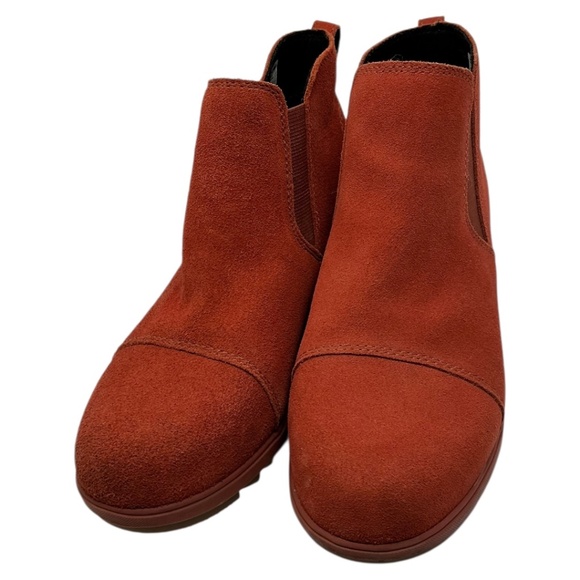 Sorel Evie Wedge Suede Ankle Pull On Boots Burnt Orange Waterproof - Picture 13 of 13
